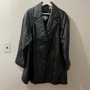 Black Leather Women's Coat